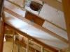 A sprinkler head pokes out of the ceiling in a new home being built at Sugar Bowl.