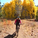 Sue Wood mountain bikes Oct. 25 to Fallen Leaf Lake. Photo/Kathryn Reed