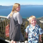 Rebekah, 10, and Ben, 5, Miller of Meyers take in the views Saturday from the md-station of Heavenly's gondola. Photo/Kathryn Reed