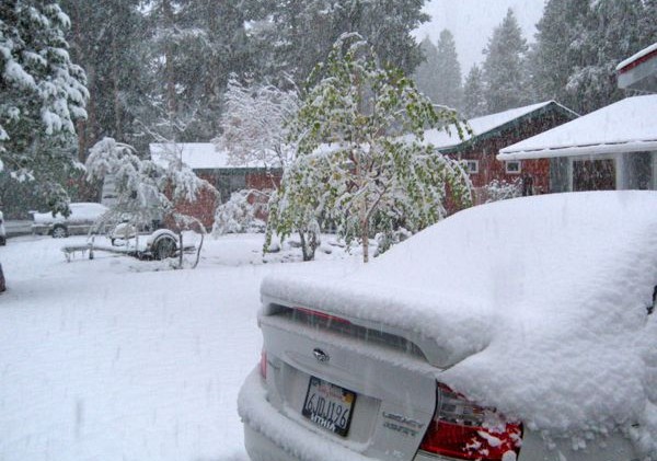 Snow blankets Lake Tahoe