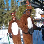 Done with their work, reindeer take to the slopes at Heavenly on Christmas Day. Photo/Kathryn Reed