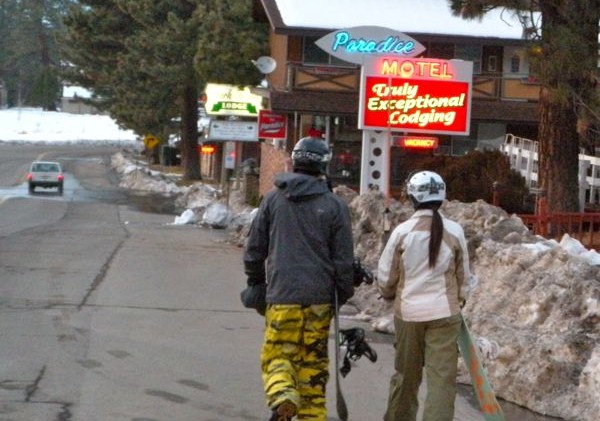 Vacancy signs up and down Highway 50