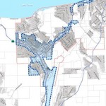 The area in blue is the proposed redevelopment area in South Lake Tahoe. 