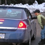 LTN's Susan Wood on Jan. 26 explains to the officer why she is in a secure area.
