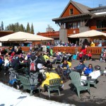 Crowds enjoy the sun at Northstar's mid-mountain lodge. Photo/Kathryn Reed