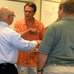 Assemblyman Ted Gaines, center, speaks with constituents July 14 about fire issues. Photo/Susan Wood