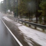 Hail piles up near the Y in South Tahoe on Aug. 8.