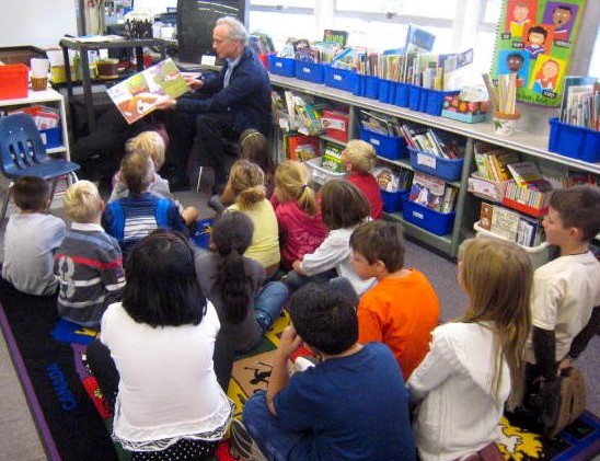 Rotarians explain importance of literacy to students