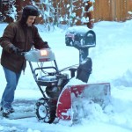 Rene Smania of South Lake Tahoe plows his driveway Nov. 20 so he can get to work. Photo/Kathryn Reed