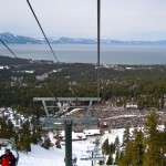 Skiers on March 9 fill Heavenly's California base lodge parking lot. Photo/Kathryn Reed