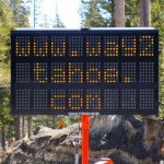 The sign seems to imply Caltrans is encouraging computing while driving. Photo/LTN