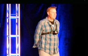 GoPro Marketing Vice President Paul Crandell speaks Feb. 28 at Haveys during Tahoe Snowcial. Photo/Kathryn Reed