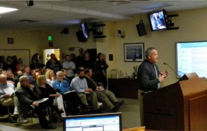 Loop road project manager Mark Rayback talks Mach 12 to the South Lake Tahoe City Council. Photo/Kathryn Reed