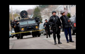 Boston is on lockdown as police look for the second marathon bombing suspect. Photo/Eric Thayer/New York Times 