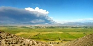 Bison Fire's smoke covers the sky.