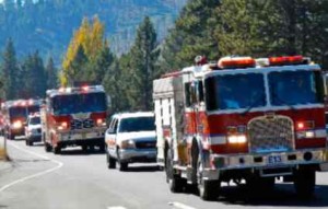 Firefighters from throughout North California and in the Tahoe basin are part of the procession. Photo/LTN