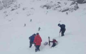 A person caught in an avalanche Feb. 27 at Kirkwood is freed from the snow. Photo/Corrina M. Strauss