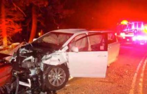 A two-car crash Feb. 23 snarled traffic on Kingsbury Grade. Photo/Provided