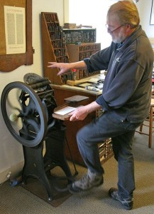 Steve Robison at the letterpress.