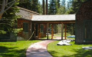 A paved walkway bisects the Twin Cabins.