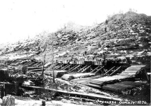 A flume at the top of Spooner Summit in the late 1800s.