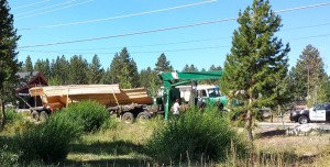 A truck a pole in South Lake Tahoe Aug. 25, knocking out power to two schools. Photo/Toogee Sielsch