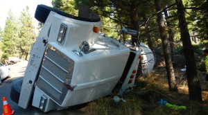 Cement truck overturns on Hwy. 89 - Lake Tahoe NewsLake Tahoe News