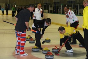 LTEC co-founder Ray Sidney, left, plays with curlers from Austria, Turkey and Brazil. Photo/Provided