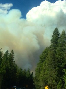 A huge plume of smoke covers Placerville. Photo/Renee Gorevin