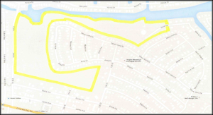 Officers believe the knife was discarded in the area outlined in yellow.