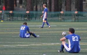 Lake Tahoe Community College's men's soccer team feeling dejected. Photos/Provided