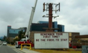 Nearly 50-year-old sign dismantled. Photo/Bill Kingman