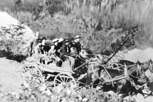 A stagecoach at Fallen Leaf Lake. Photo/Lake Tahoe Historical Society