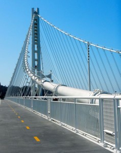 The foot path adjacent to the new section of the Bay Bridge.