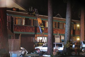 A fire Dec. 8 at the Tahoe Pines Lodge in South Lake Tahoe displaced 10 people. Photo/Jonathan Moore