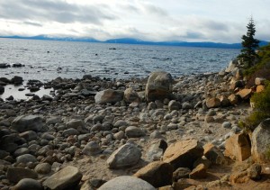 In a normal year this boulder field would be under water.