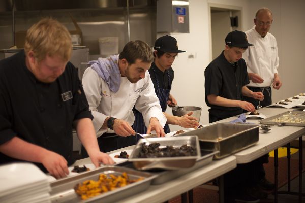 It takes a culinary team to serve up to 80 people at once at the Mountain Table Dinners. Photo/Carolyn E. Wright/Copyright