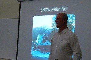 John Rice with Sierra-at-Tahoe on April 15 talks about the impact of drought on ski resorts. Photo/LTN