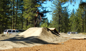 A cyclist gets some air at the Bijou Bike Park. Photo/Kathryn Reed