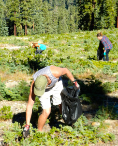 James Gasper of Camion, who has been picking up trash at Sierra every year, says the beginner slopes have the most garbage.