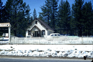 The church building in teh 1950s. (#2, Del Laine Collection, Lake Tahoe Historical Society)