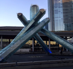 The flame is rarely seen at the Olympic cauldron along the Vancouver watefront.