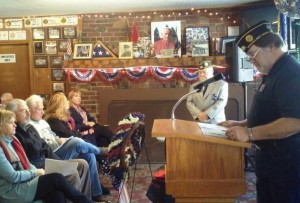 Matt Panks, South Lake Tahoe American Legion commander, leads the Veterans Day ceremony. Photo/Lisa Herron