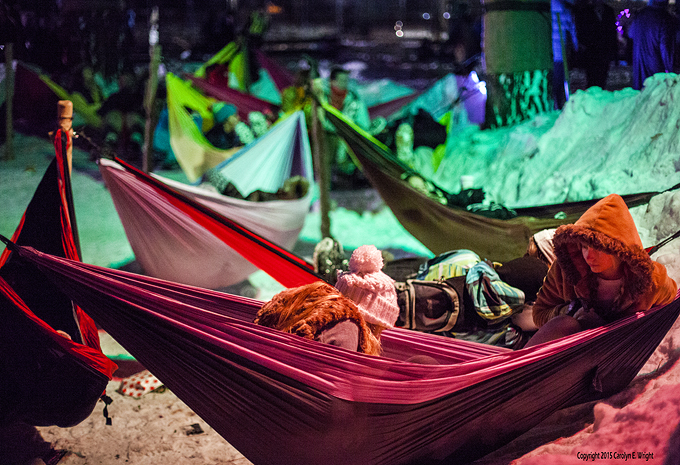 Cozy hammocks are one way to beat the chill. Photo Copyright 2015 Carolyn E. Wright