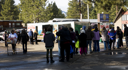 Protein and fresh produce are welcome deliveries from the El Dorado County Food Bank truck. Photo/Carolyn E. Wright/Copyright