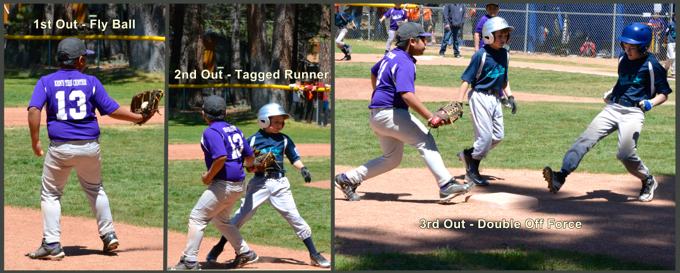 Jean Patrick Datoc of South Lake Tahoe completes an unassisted triple play. Photos/John Gomez