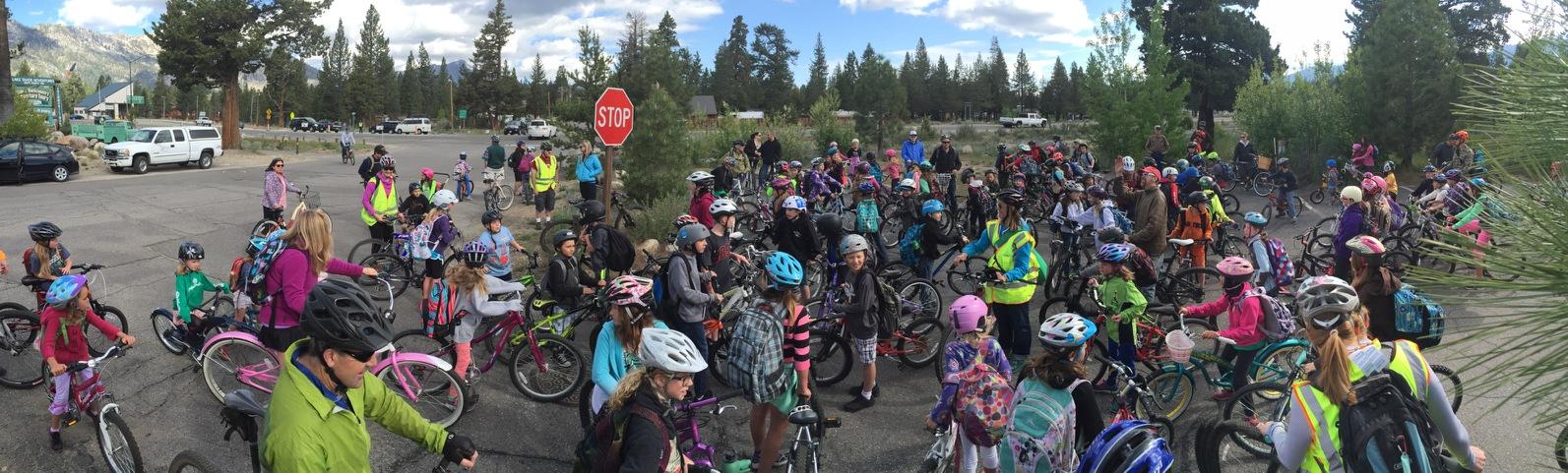 Students at Bijou Community School bike to school on June 1. Photo/Provided