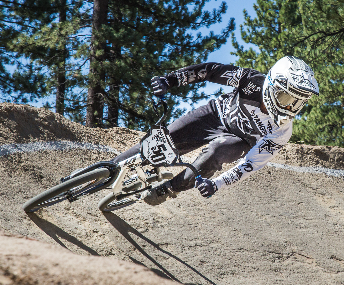 A BMX rider has his eyes fixed on the next feature. Photo Copyright 2016 Dale Roberts