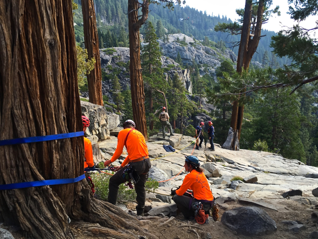 Search and rescue teams retrieve a fallen hiker Aug. 30 at Eagle Falls. Photo/Provided