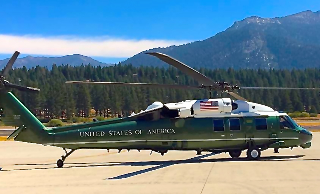 President Obama used Marine One to land at Lake Tahoe Airport in August. Photo/South Lake Tahoe